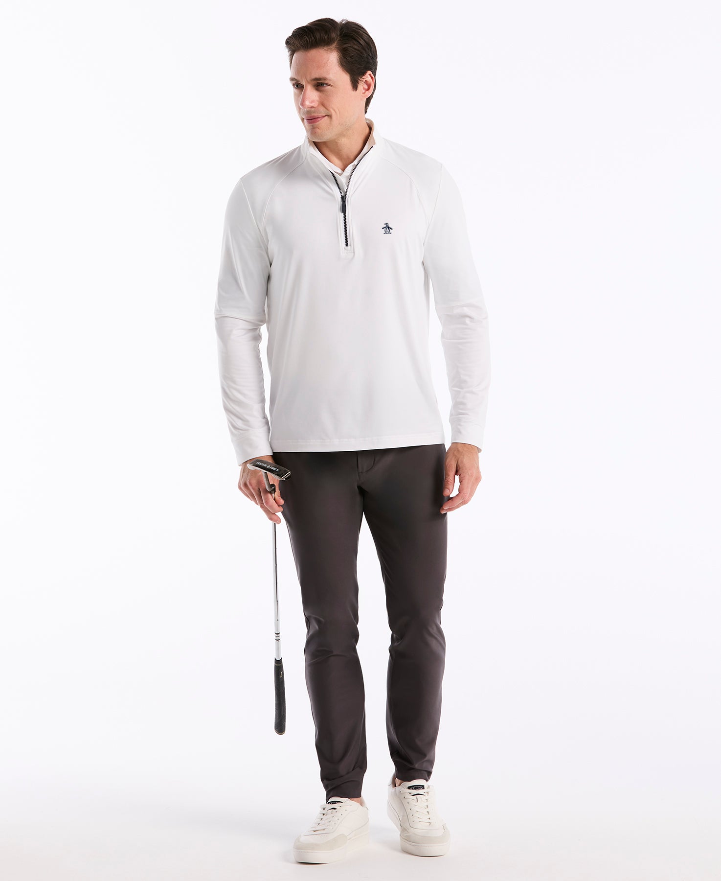 Original Penguin 1/4 Zip Pullover Uomo LS Mixed Media